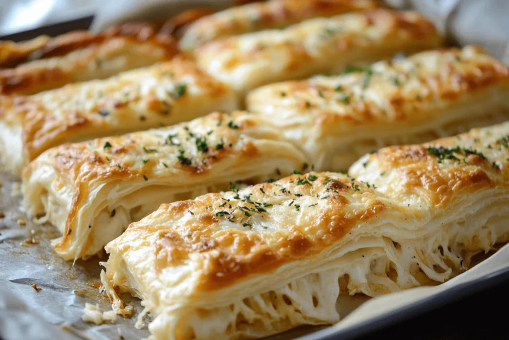 Flaky Chicken and Cheese Jalouise with a golden-brown crust and creamy chicken filling