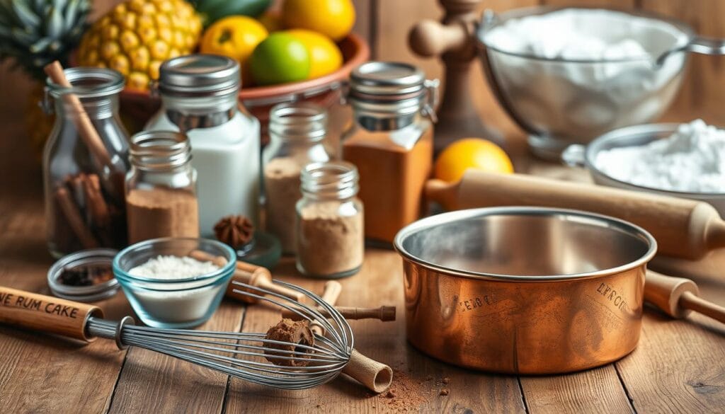 Caribbean Rum Cake Baking Tools