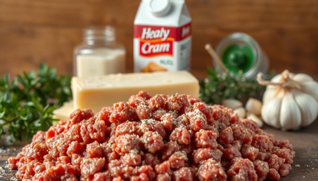 Creamy Beef Pasta Ingredients