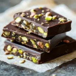 Homemade Dubai-inspired chocolate bars with pistachios, dates, and a rich dark chocolate coating.